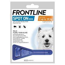 Frontline spot on for dogs 2 up to 10kg 1 pipette of 0.67ml