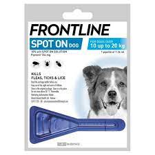 frontline spot on for dogs over 10 up to 20kg 1 pipette of 1.34ml